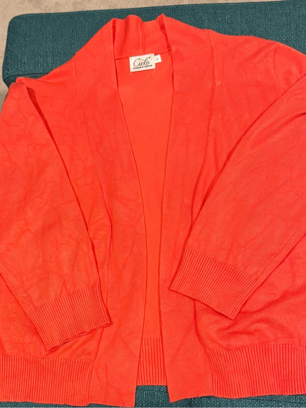 Bright Orange Lightweight Cropped Bolero Jacket/Sweater Sz L